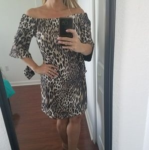 Thalia Sodi Off Shoulder Animal Print Dress
